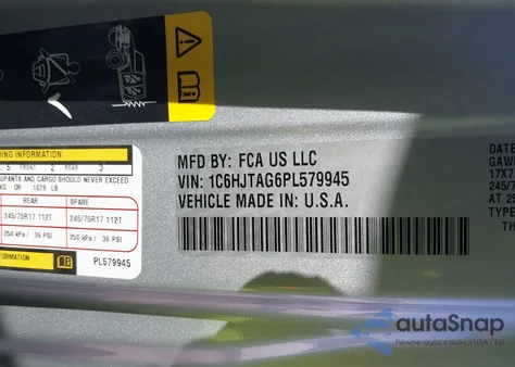 2023 Jeep Gladiator Sport S 4X4 z USA, uszkodzony, nr VIN 1C6HJTAG6PL579945